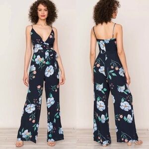 Yumi Kim Pretty In Petal Floral Sleeveless Wide Leg Jumpsuit Size Small Boho
